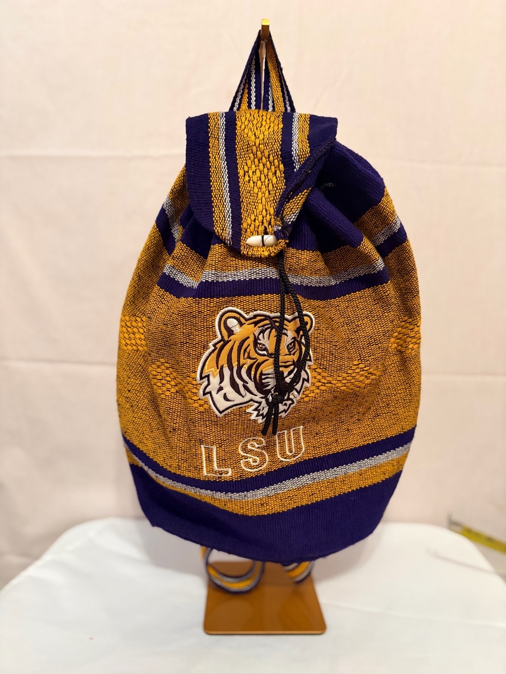 LSU Tigers Knit Drawstring Backpack — Purple & Gold